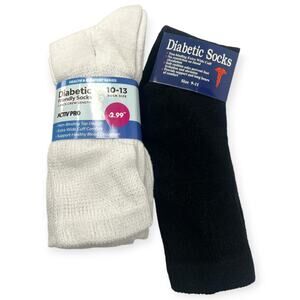 NEW Diabetic 4 Pairs Men's 9-13 Black & White Therapeutic Socks Air Travel NWT